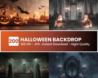 200 Spooky Halloween Digital Backdrop: Gothic Horror Scene, Dark Fantasy Portrait Background