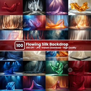 Flowing Fabric Digital Backdrop Bundle: Motion Silk Portrait Overlays