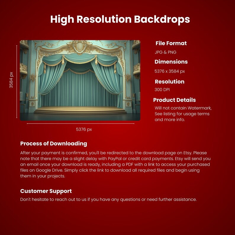 Theater Digital Backdrops | Vintage Stage Background, Old Master ...