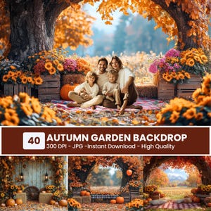 Autumn Garden Digital Backdrop: Fall Photoshoot, Maternity, Halloween Photo Backdrop