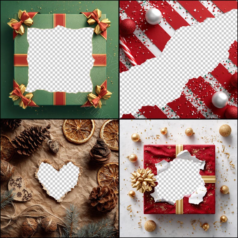 40 Ripped Christmas Digital Backdrops: Torn Kraft Card Design - Etsy