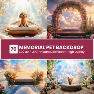 Pet Memorial Digital Backdrop: Rainbow Bridge Background for Dog and Cat Overlay