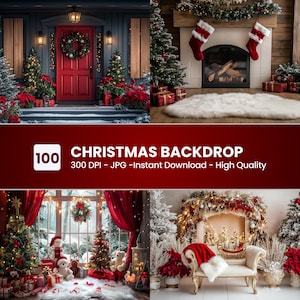 Cenário Digital de Natal - 100 Fundos Festivos para Photoshop e Cartões, Perfeitos para Designs de Cartões de Presente