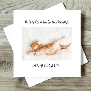 Carte d'anniversaire drôle de chat, carte drôle de chat, carte humoristique de chat, carte de chat originale, carte de chat insolite, carte d'amant de chat - en haut tôt pour une course