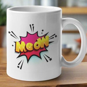 Cat Mug, Cute Cat Mug, Cat Lovers Coffee Mug, Cat Gifts For Her, Cat Mug Gift, Coffee Mug, Tea Mug, Meow 3D Cartoon Cat Themed Mug