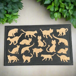 Cat Silhouette Doormat – Rubber & Coir, Non-Slip, Durable Welcome Mat for Cat Lovers, Indoor/Outdoor Entryway Rug, Pet-Friendly Decor