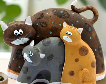 Trio of Cats Ornament, Cat Figurines, Cat Statue, Cat Sculpture for Home Decor, Perfect Gift for Cat Lovers, Cat Lover Gift