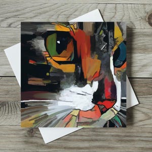 Carte d'art chat, carte de chat mignon, carte de voeux de chat, carte de chat, peinture de chat, carte d'aquarelle de chat, dessin de chat, carte d'amant de chat - héros