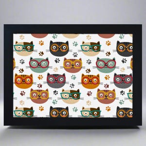 Lap Tray, Funny Cat Cushioned Bean Bag Padded Dinner Table Trays Gift, Pop Art Cartoon Hipster Cats by Fabulous Felines®