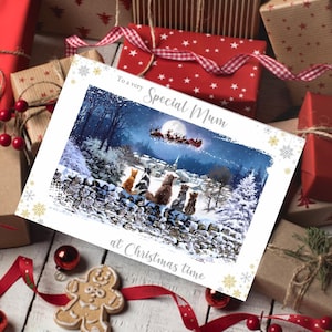 Joyeux Noël à une maman spéciale carte de Noël, carte de Noël sur le thème de chat pour la mère, carte de Noël de maman