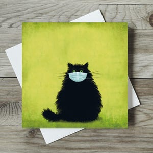Black Cat Birthday Card, Cute Cat Card, Cat Lovers Card, Milestone Birthday Cards with Cats, Cat Greeting Card, Happy Birthday Cat Masketeer