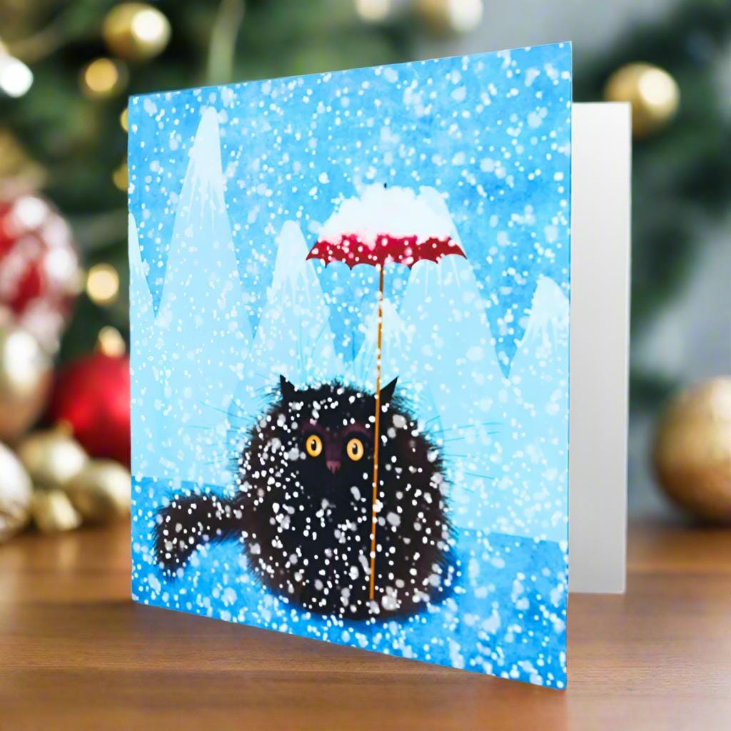 Black Cat Christmas Card, Cute Christmas Card for Cat Lovers, Funny Cat ...