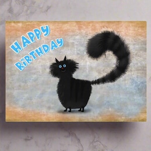 Fabulous Felines® Carte d'anniversaire chat noir, carte de voeux chat noir, carte de voeux chat noir, jolie carte d'amant de chat noir - Bourbon