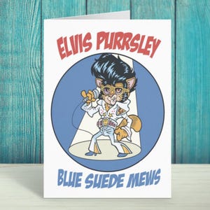 Carte d'anniversaire drôle de chat, carte de voeux de chat, carte d'anniversaire, carte d'amant d'Elvis Presley - Elvis Purrsley par Fabulous Felines®