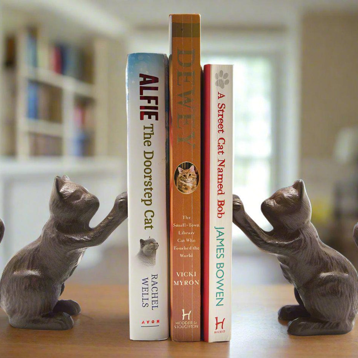 Metal Cat Bookends, Pair of Cast Iron Cat Book Ends, Antique Bronze Style Cat Shaped Bookends, Cat Home Decor, Perfect Cat Lover Gift
