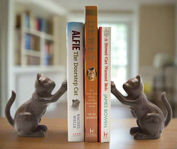 Cast Iron Cat Bookends, Antique Bronze Style, Cat Lover Gift - Etsy
