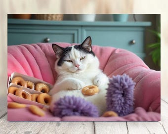 Funny Cat Birthday Card, Funny Cat Greeting Card, Humorous Cat Birthday Card, Cute Cat and Donuts Lovers  - Donuts by Fabulous Felines®