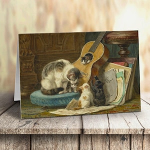 Vintage kattenkaart, schattige kattenkaart, kattenliefhebberkaart met katten, humoristische kaarten katten, Cat Lady-kaart, The Musicians van Fabulous Felines®