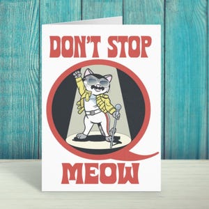 Verjaardagskaart grappige kat, kattenwenskaart, verjaardagskaart, Freddie Mercury Lover Card - Freddie Purrcury van Fabulous Felines®