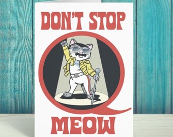 Funny Cat Birthday Card, Cat Greeting Card, Birthday Card, Freddie Mercury Lover Card - Freddie Purrcury by Fabulous Felines®