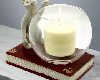 Cat Pillar Candle Holder, Cat Candle Holder, Cat Lovers Candle, Fish Bowl, Cat Lover Gift, Cat Decor, Cat gifts for her, Cat Ornament