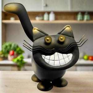 Metal Cat Ornament, Cat Figurine, Cat Statue, Metal Standing Cat Ornament for Home, Gifts for Cat, Chester the Cheshire Cat
