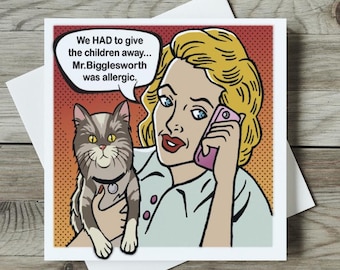 Carte drôle de chat, carte de chat mignon, carte d'amant de chat avec des chats, cartes humoristiques chats, carte de dame de chat, carte drôle pour elle - Mr Bigglesworth