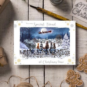 Joyeux Noël à un ami spécial carte de Noël, carte de Noël sur le thème chat pour un ami, carte de Noël meilleur ami
