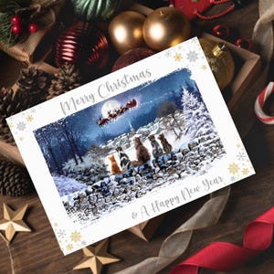 Carte de joyeux Noël chats, carte de Noël chat mignon pour propriétaire de chat, carte de Noël pour amoureux des chats, carte d'artiste chat, carte d'art chat, carte illustrée