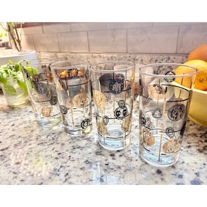 Mid-Century Culver Highball Glasses (Set of 4) - 22k Gold Coin Medallion Barware
