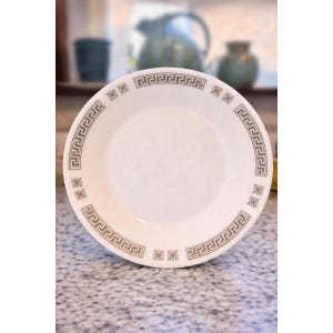 Pyrex Greek Key Dinner Plate, 1960s Mod Scroll Pattern, Vintage JAJ Tableware UK