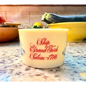 Vintage Old Spice Shulton Shaving Mug – Grand Turk Ship Salem 1786 Milk Glass Collectible