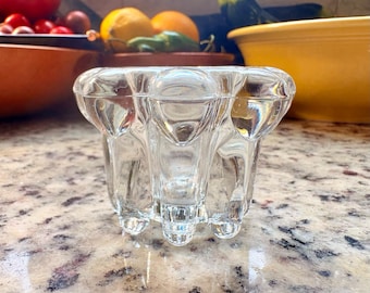 Vintage Reims France Crystal Flower Frog – Mid Century French Glass Vase Insert Holder