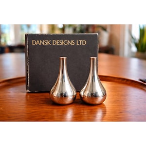 Vintage Dansk “Onion” Candle Holders Pair Quistgaard France Silver Plate Box
