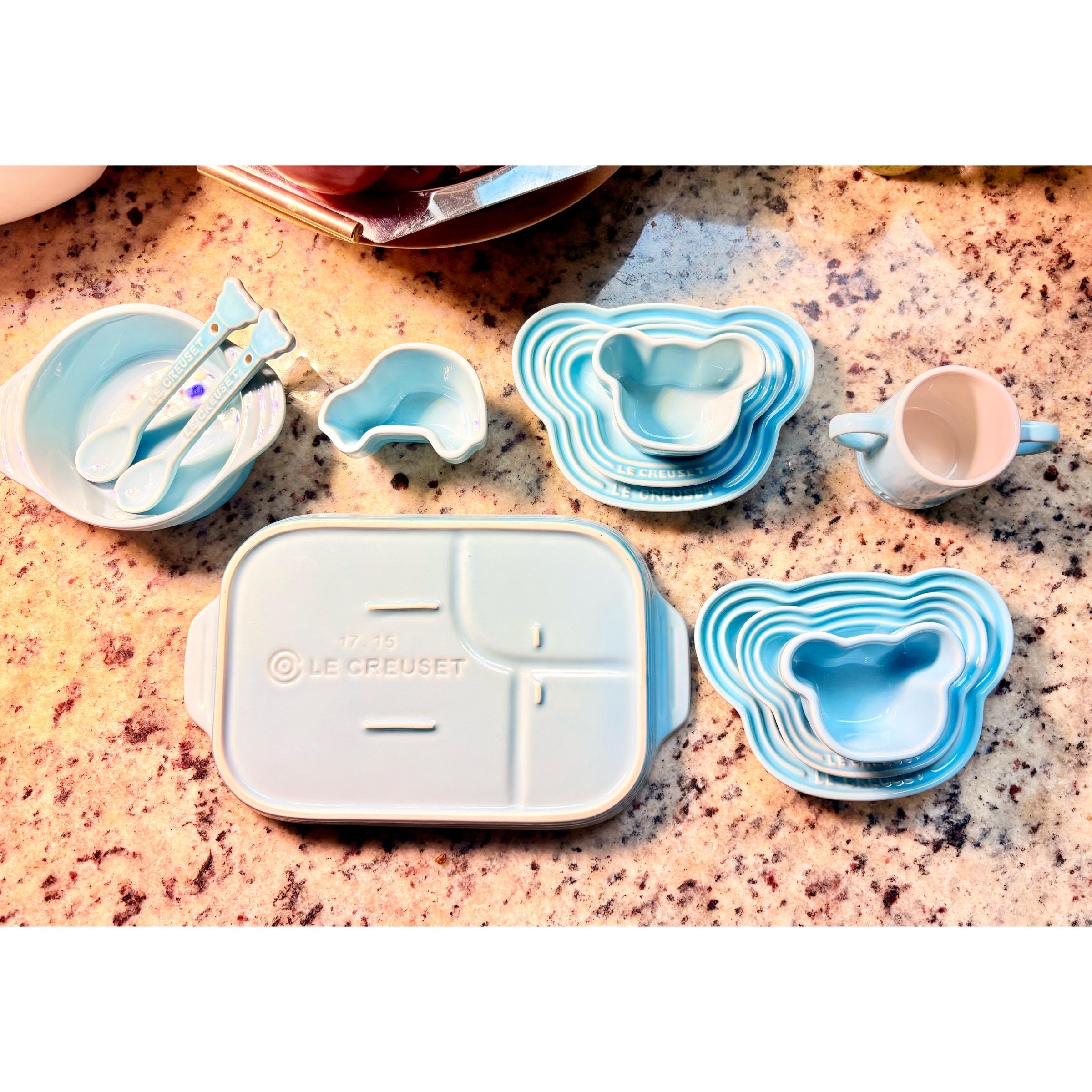 Rare Le Creuset Baby Tableware Set: 12-piece Coastal Blue, Japan