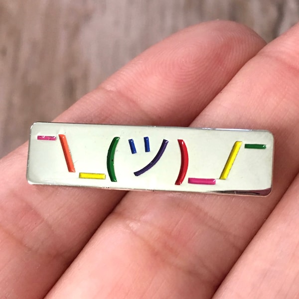 Shrug Emoji Enamel Pin, Rainbow Enamel Pin, Gay Pride, Genderqueer, LGBTQ, Nonbinary Pride, Queer Pride Pin, Soft Enamel Pin