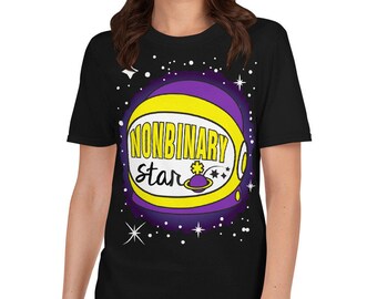 Nonbinary Pride - Short-Sleeve Unisex T-Shirt - Nonbinary Star Tee - LGBTQ Pride - Space Gay - Nerdy Pride Shirt