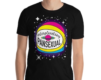 Camisa Pansexual Orgullo - Camiseta Unisex de Manga Corta - Pansexual Interplanetario - Orgullo LGBTQ - Espacio Gay