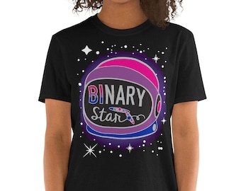 Chemise Bi Pride - T-shirt Unisex à manches courtes - Fierté bisexuelle - Tee-shirt étoile binaire - Chemise de fierté LGBTQ