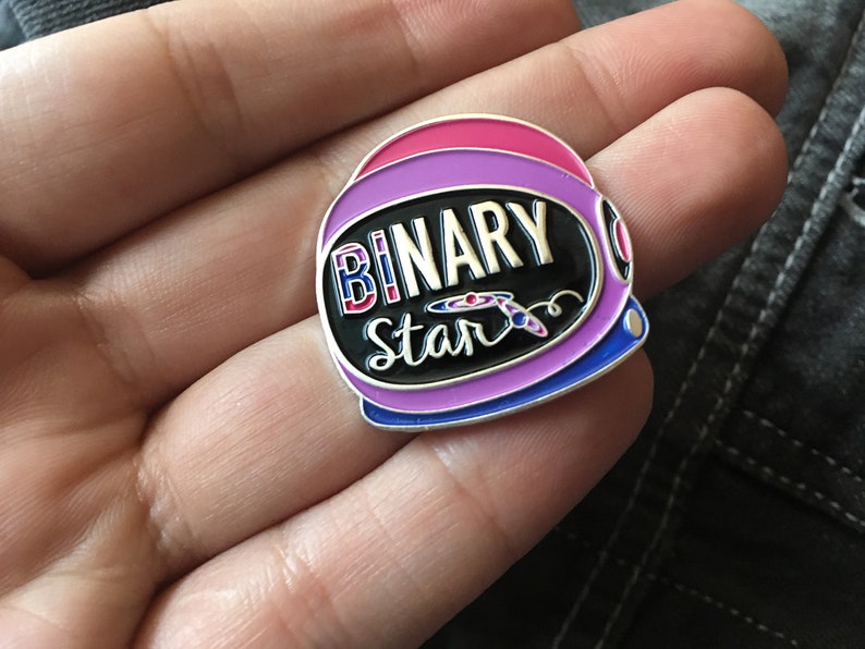 Bisexual Pride, Enamel Pin, Binary Star, Bi Pride, Soft Enamel, Space Helmet, LGBT Pins, Bisexuality, Bi Visibility, Bi Flag Soft Enamel