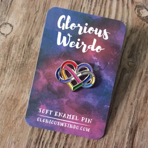 Polyamory Pride, Enamel Pin, Queer Pride, Rainbow Heart, Infinity Heart, Poly Pride, LGBT, Pansexual Pin, Infinity Pin image 6