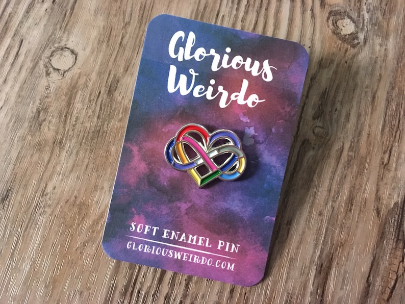 Polyamory Pride, Enamel Pin, Queer Pride, Rainbow Heart, Infinity Heart, Poly Pride, LGBT, Pansexual Pin, Infinity Pin image 6