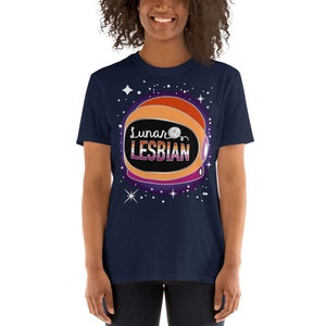 Lunar Lesbian Pride Shirt Short-Sleeve Unisex T-Shirt LGBTQ Pride Space Gay Nerdy Pride Shirt image 5