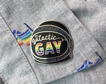 Galactic Gay Pin, Gay Pride, Enamel Pin, Astronaut Pin, LGBTQ, Space Helmet, Queer Pride, science nerd, pride gift