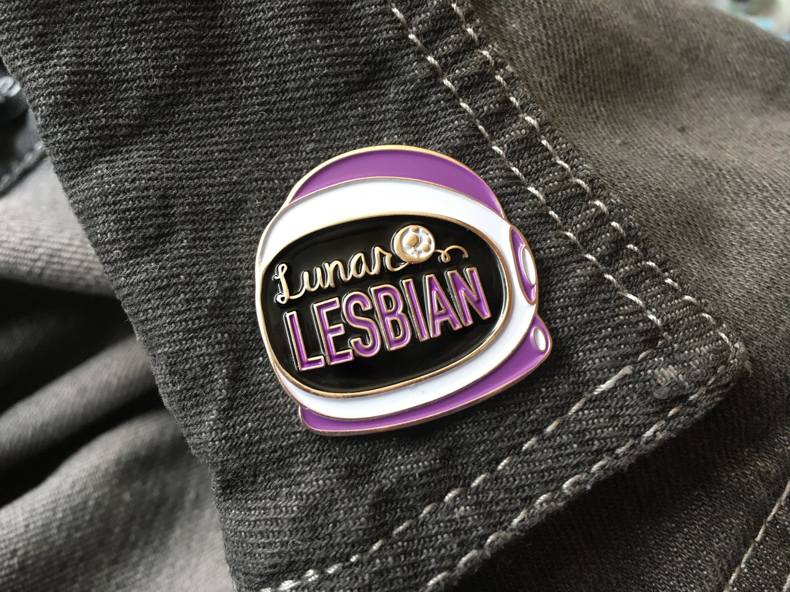 Lesbian Pride, Enamel Pin, Lunar Lesbian, Soft Enamel, Space Helmet ...
