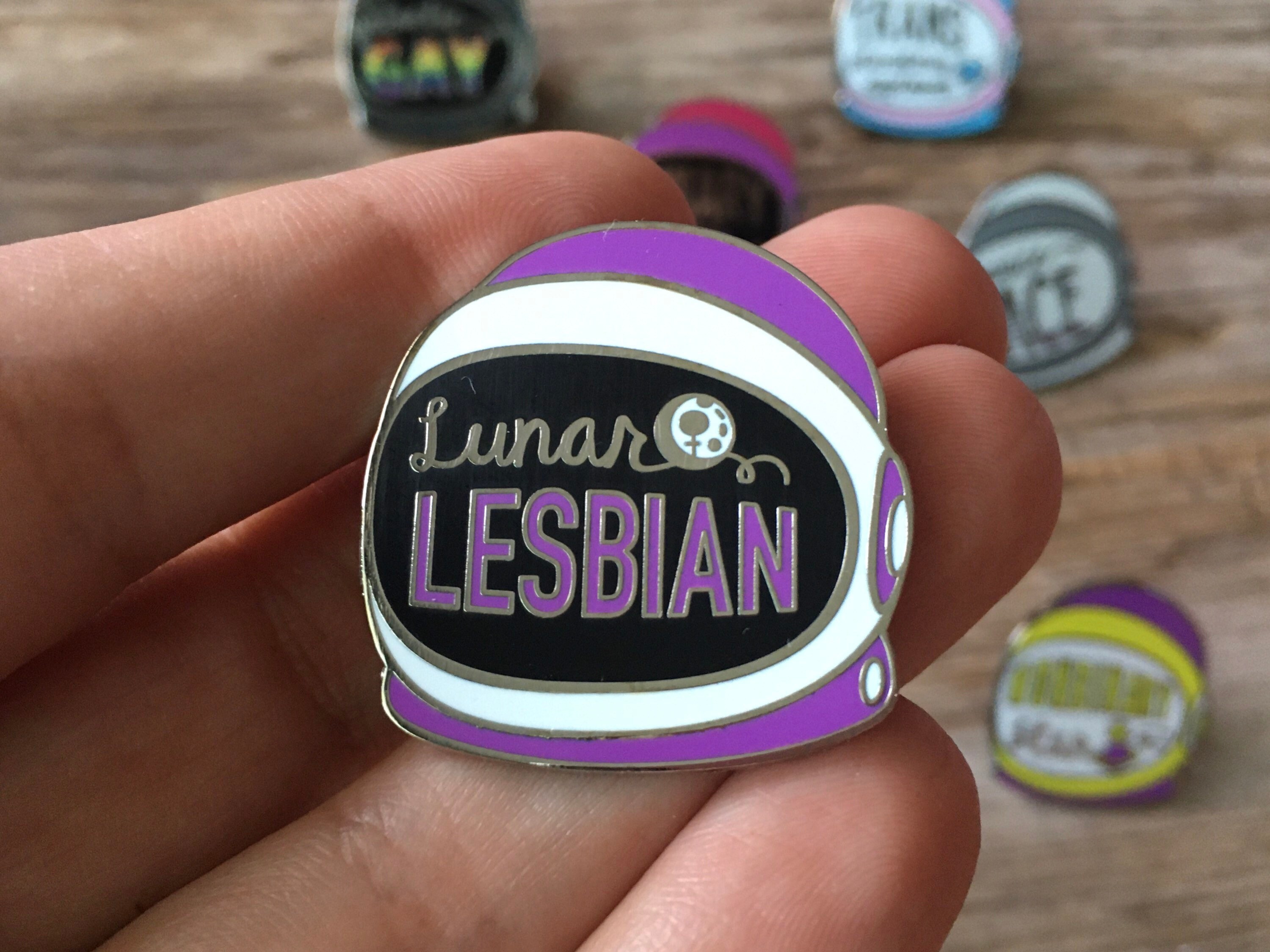 Lesbian Pride, Enamel Pin, Lunar Lesbian, Soft Enamel, Space Helmet ...