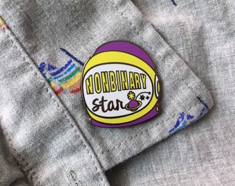 Nonbinary Pride, Enamel Pin, Nonbinary Star,  Soft Enamel, Space Helmet, LGBTQA Pins, Genderqueer Pin, Queer Pin, Non Binary