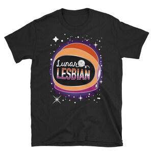 Lunar Lesbian Pride Shirt Short-Sleeve Unisex T-Shirt LGBTQ Pride Space Gay Nerdy Pride Shirt image 3