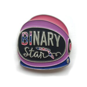 Fierté bisexuelle, broche en émail, étoile binaire, fierté bi, émail doux, casque spatial, épingles LGBT, bisexualité, visibilité bi, drapeau bi image 6