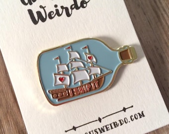 I Ship It Enamel Pin, Fandom Gift, Slash Fanfic, Femslash, Destiel, Superwholock, Fangirl Pin, Ship In A Bottle, Fan Gift, Glorious Weirdo